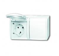 Розетка 2-м ОП Ocean 16А IP44 горизонт. 250В Schuko альп. бел. ABB 2CKA002084A0727