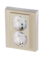 Розетка 2-м СП Levit 16А IP40 с заземл. защ. шторки сл. кость/бел. ABB 2CHH223457C6017