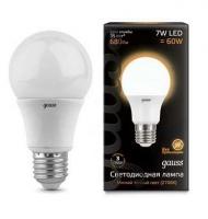 Лампа светодиодная Black 7Вт A60 грушевидная 3000К тепл. бел. E27 680лм GAUSS 102502107