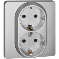Розетка 2-м СП Inspiria 16А IP20 250В 2х2P+E немецк. стандарт механизм алюм. IEK 673752