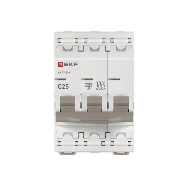 Выключатель автоматический 3п C 25А 6кА ВА 47-63N PROxima EKF M636325C
