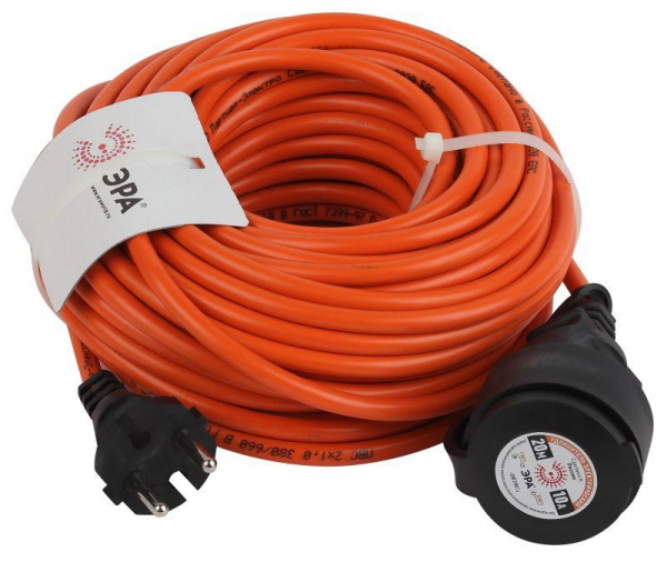 Удлинитель-шнур 1х20м без заземл. 10А IP20 UPx-1-2х1-20m ПВС 2х1 (бухта) Эра Б0046806