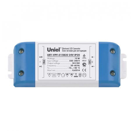 Блок питания UET-VPF-015B20 15Вт 24В IP20 Uniel 05831