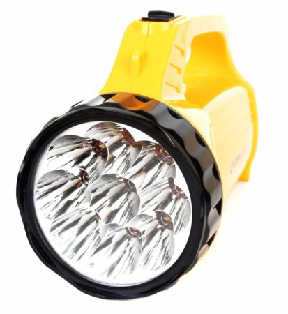 Фонарь аккумуляторный LED3819CSM 9LED + 12SMD 2 режима аккум. SLA 220В желт. Ultraflash 12860
