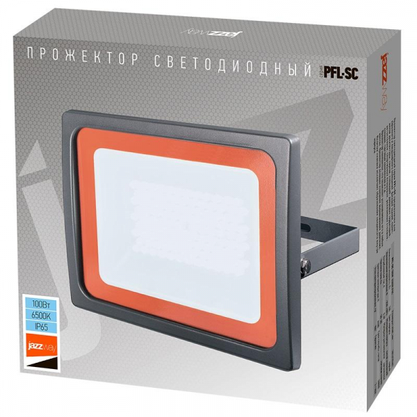 Прожектор светодиодный PFL-SC 100Вт 6500К IP65 190-260В ДО закален. матов. стекло JazzWay 5001428