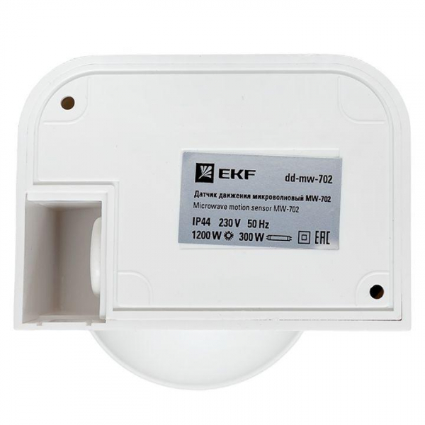 Датчик движения микроволновый MW-702 1200Вт 180град. до 15м IP44 бел. PROxima EKF dd-mw-702