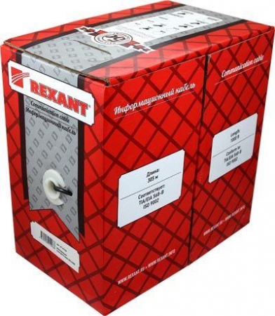 Кабель витая пара F/UTP кат.5e 2х2х24AWG solid PVC INDOOR сер. (м) Rexant 01-0122