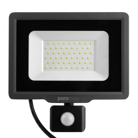 Прожектор светодиодный PFL-C3 SENSOR 50Вт 6500К IP65 ДО закален. прозр. стекло датчик движения инфракрасный JazzWay 5026940A