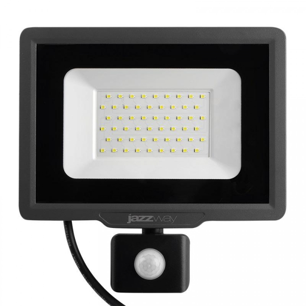 Прожектор светодиодный PFL-C3 SENSOR 50Вт 6500К IP65 ДО закален. прозр. стекло датчик движения инфракрасный JazzWay 5026940A