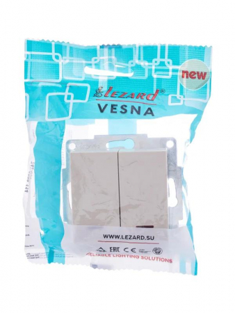 Выключатель 2-кл. 1п СП Vesna 10А IP20 с индикацией механизм крем. LEZARD 742-0388-112