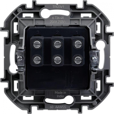 Выключатель 3-кл. Inspiria 20А IP20 250В 10AX механизм сл. кость IEK 673641