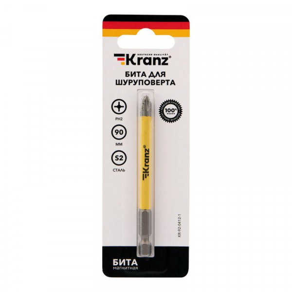 Бита для шуруповерта PH2х90мм (уп.1шт) Kranz KR-92-0412-1