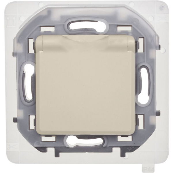 Розетка 1-м СП Inspiria 16А IP44 250В 2P+E защ. шторки с крышкой немецк. стандарт механизм сл. кость IEK 673741